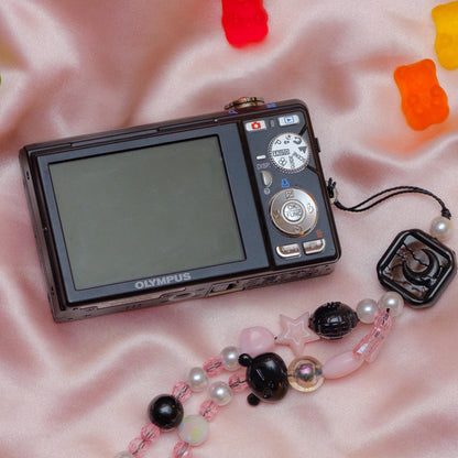 Geniune Cute y2k aesthetic decorated digicam Olympus FE 370 with beaded strap PreOwned