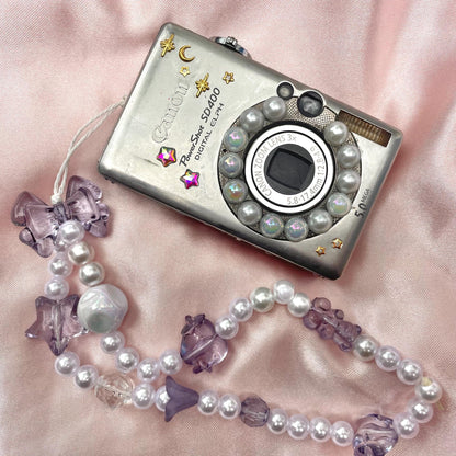 Geniune Canon PowerShot SD 400 Digital Elph y2k aesthetic decorated digicam with beaded strap PreOwned