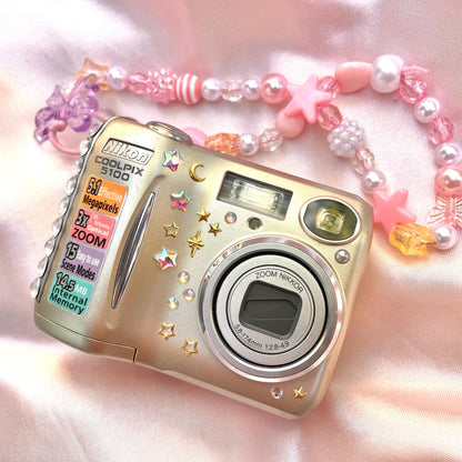Geniune Nikon Coolpix E5100 cute y2k aesthetic bejewelled digicam with beaded strap PreOwned
