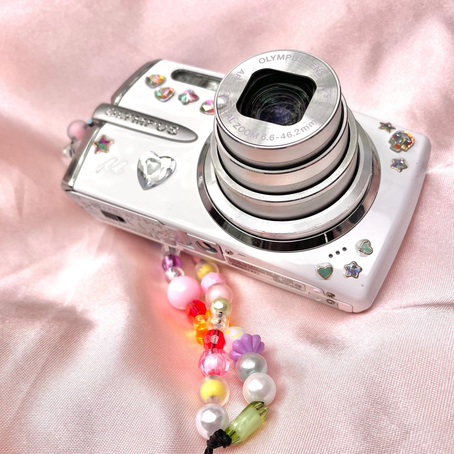 Geniune Olympus Mju 1020 y2k aesthetic decorated digicam with beaded strap PreOwned