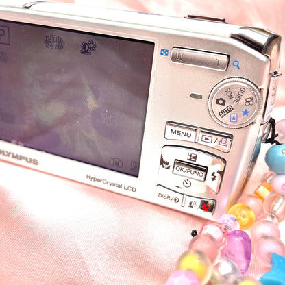 Geniune Olympus Mju 1020 y2k aesthetic decorated digicam with beaded strap PreOwned