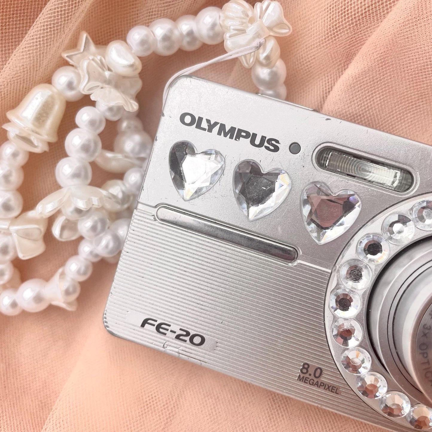Geniune Cute Y2k Aesthetic Olymlus FE 20 hand decorated digital camera PreOwned
