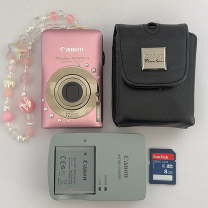 Geniune Pre-Owend Canon PowerShot Elph SD1300 IS Digital Camera 🌸 ˚ ₊・ Baby Pink Bundle