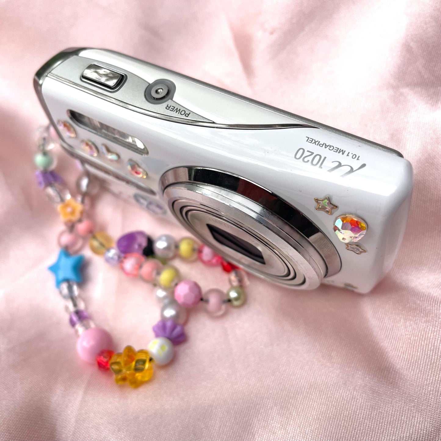 Geniune Olympus Mju 1020 y2k aesthetic decorated digicam with beaded strap PreOwned