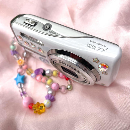 Geniune Olympus Mju 1020 y2k aesthetic decorated digicam with beaded strap PreOwned