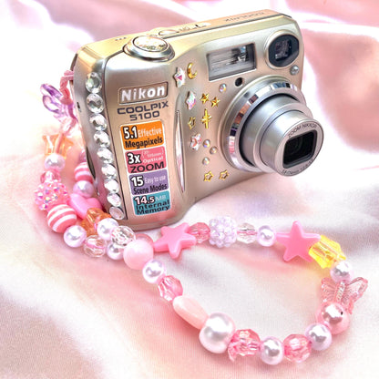 Geniune Nikon Coolpix E5100 cute y2k aesthetic bejewelled digicam with beaded strap PreOwned