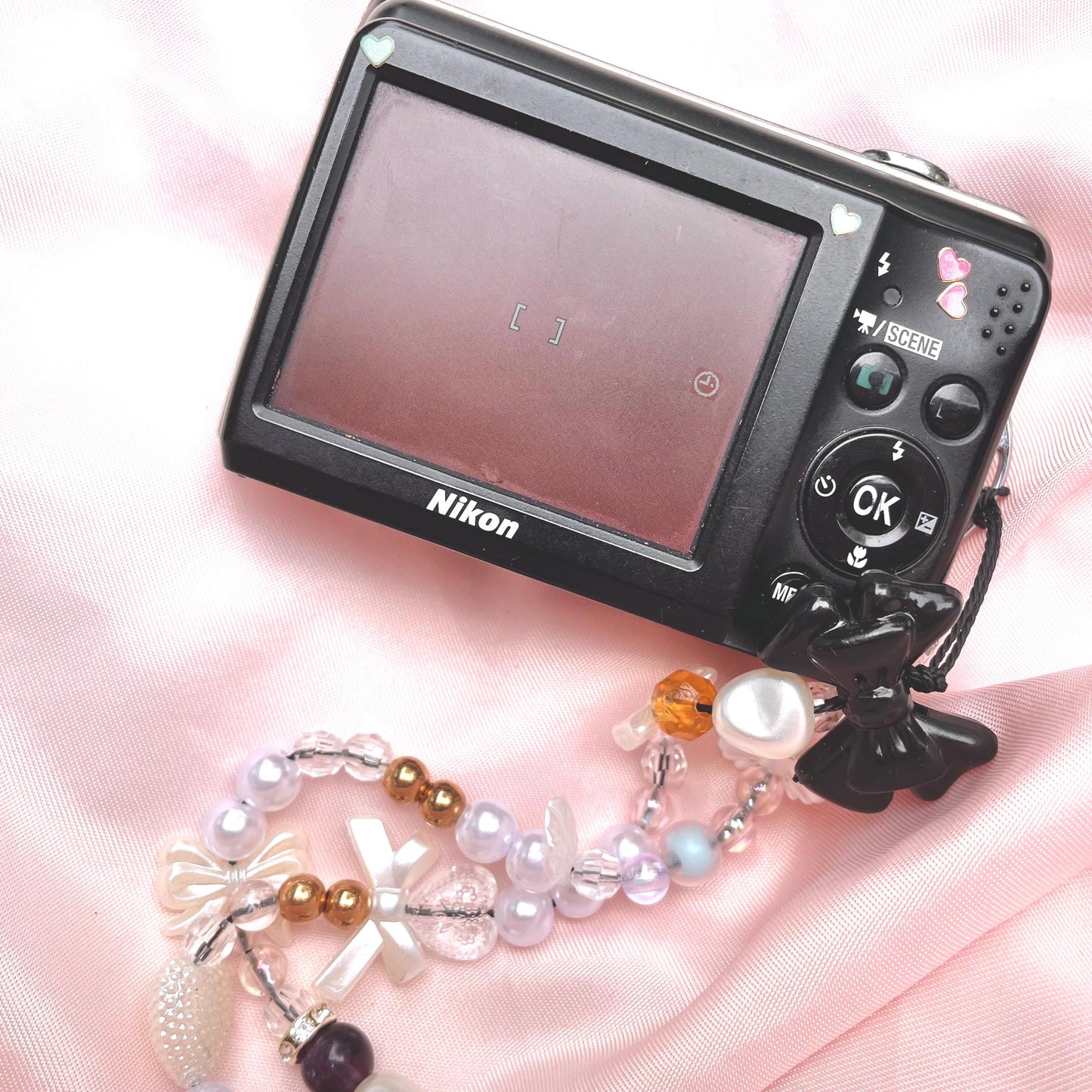 Geniune Nikon Coolpix L21 y2k aesthetic decorated digicam with beaded strap PreOwned